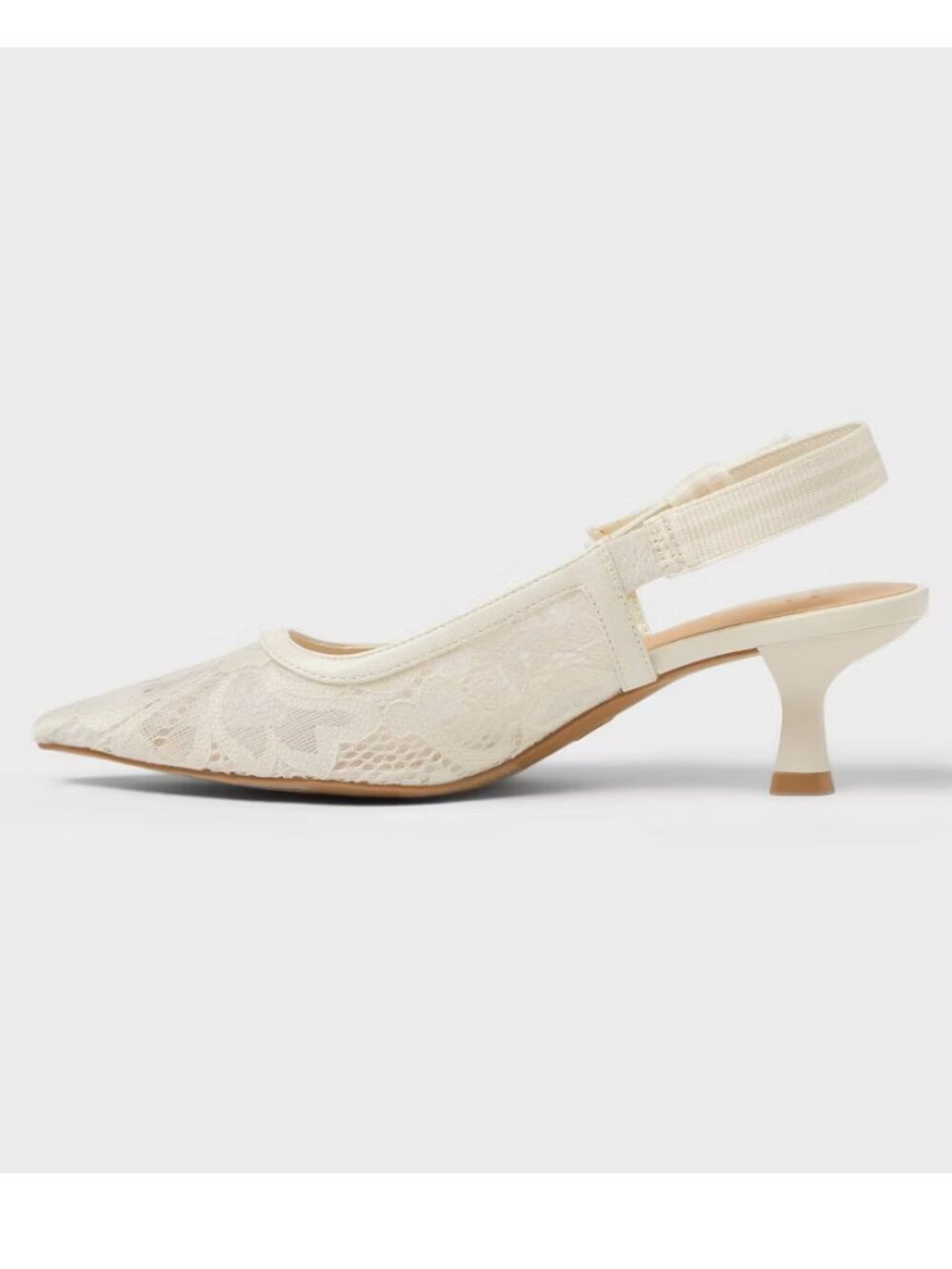 A New Day Milan Cream Lace Slingback Kitten Heels NWT Size 6.5 8.5 - Picture 4 of 6